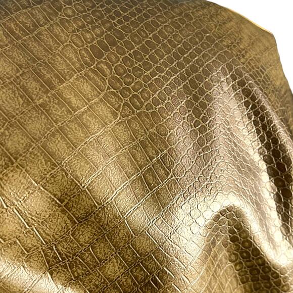 OCI Faux Leather Skirt Women's 11 Juniors Golden Brown Embossed Chic Modest New - Picture 11 of 12
